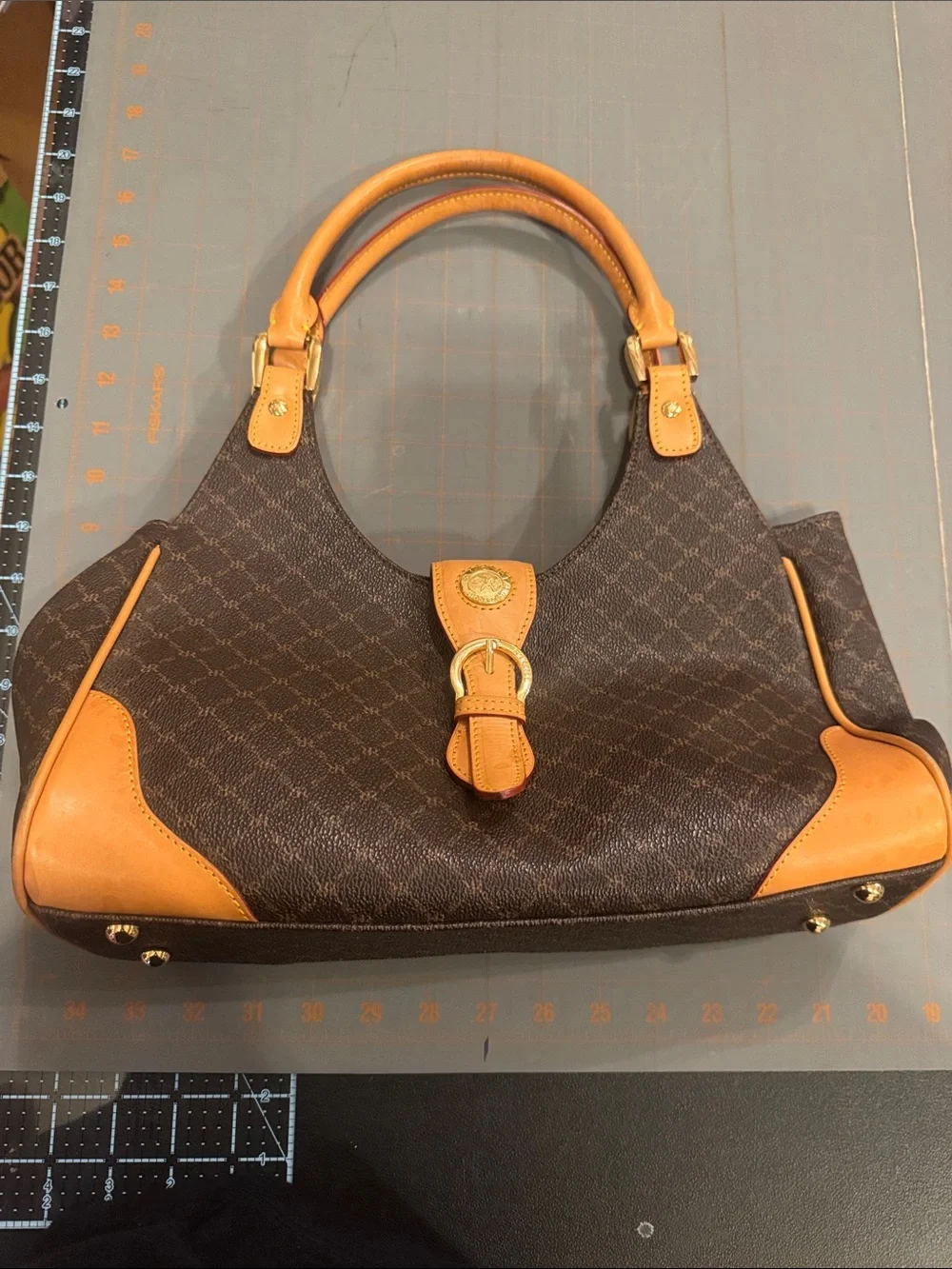 Rioni Classic Two-Tone Women’s Leather Accent Satchel - Brown & Tan